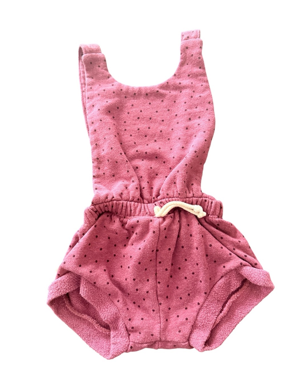 Childhoods Pink Terry Polka Dot Romper